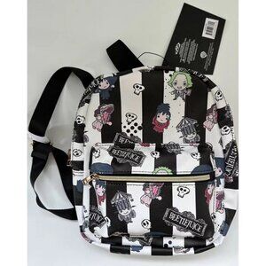 Beetlejuice Mini Backpack Double Shoulder Strap Bag Purse NWT Goth